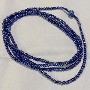 Stella and Dot beaded necklace/wrap bracelet, blue, magnet closure